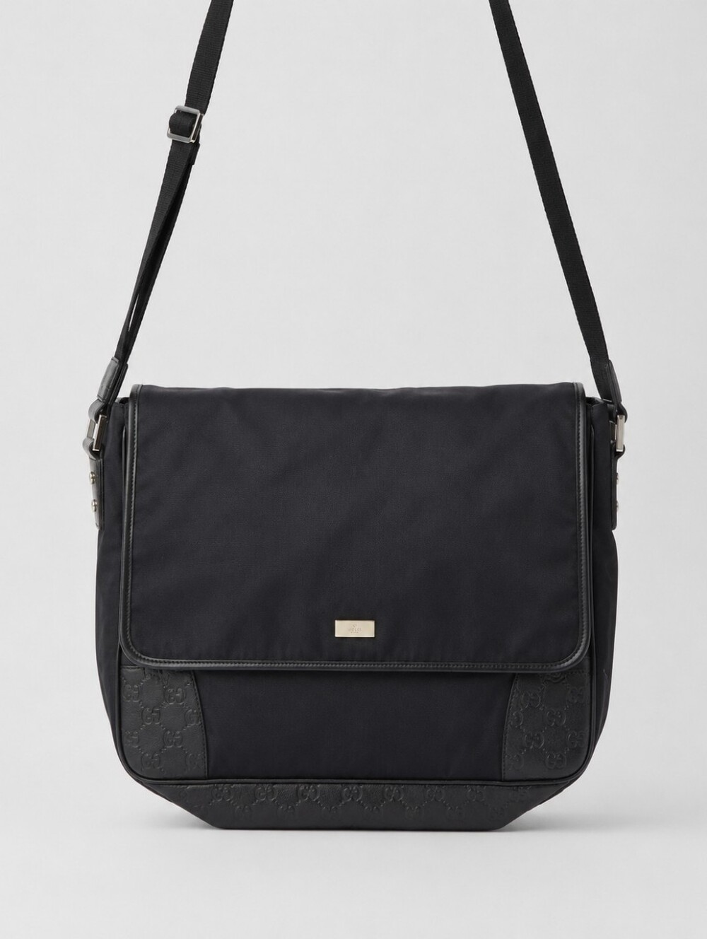Gucci Black Nylon Guccissima Leather Messenger Bag